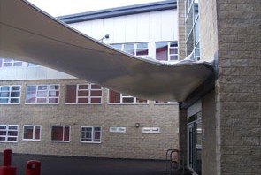 Tensioned canopy - damaged by heavy snowfall