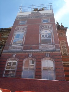 Dulwich College Scaffold wrap to hide restoration works
